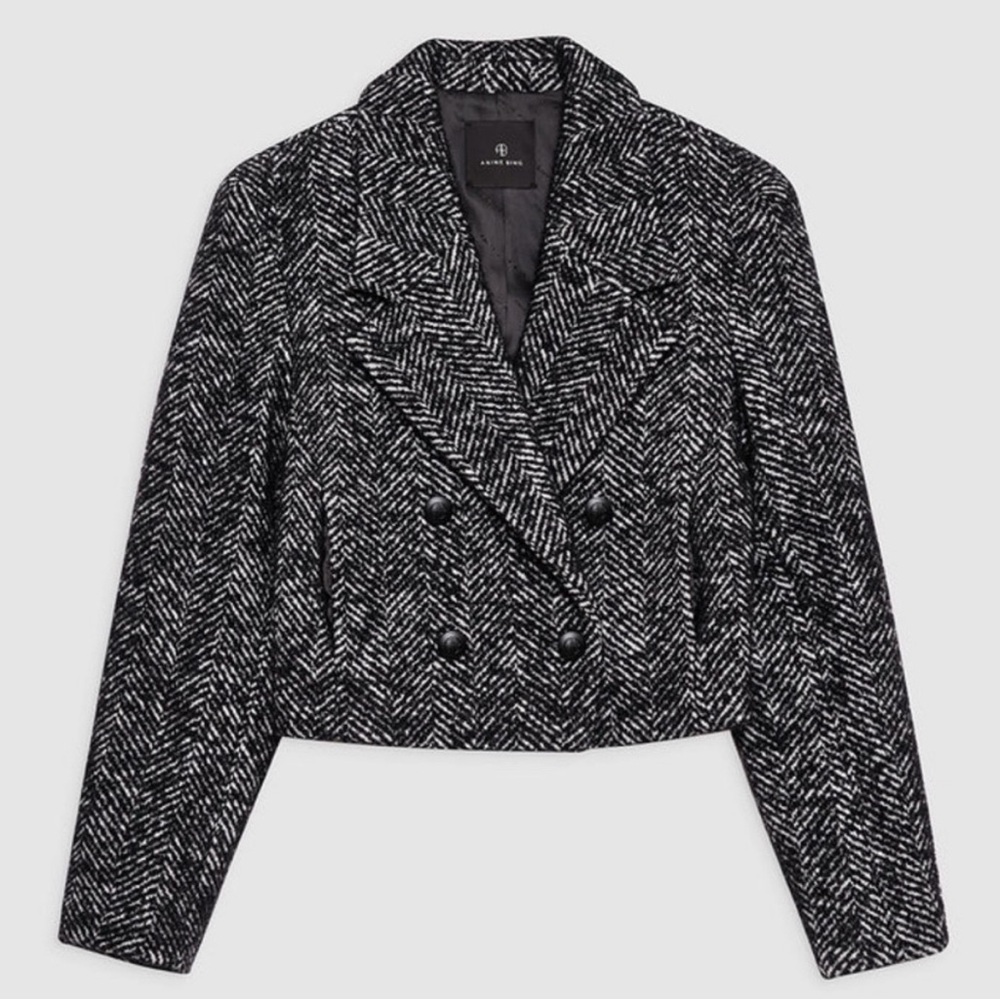 Nwot anine bing Vienna blazer black and white tweed size medium